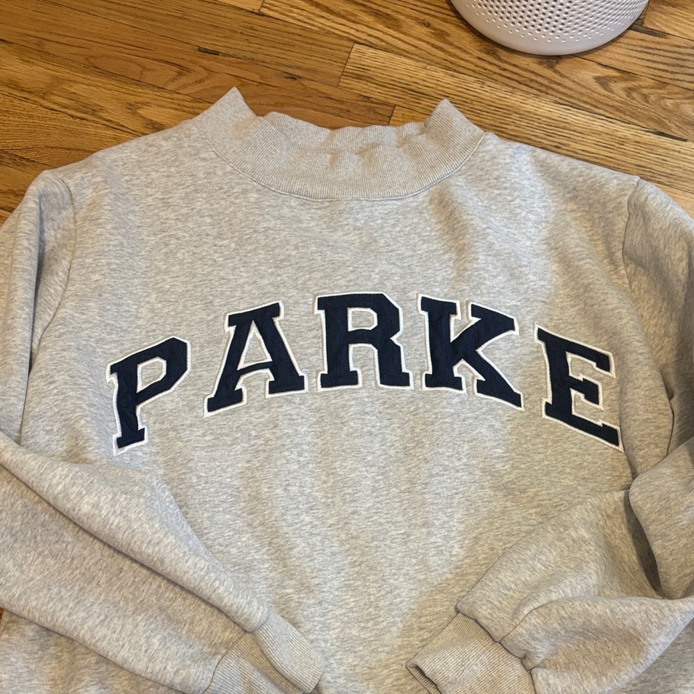 Gray Parke Sweatshirt with Navy Lettering